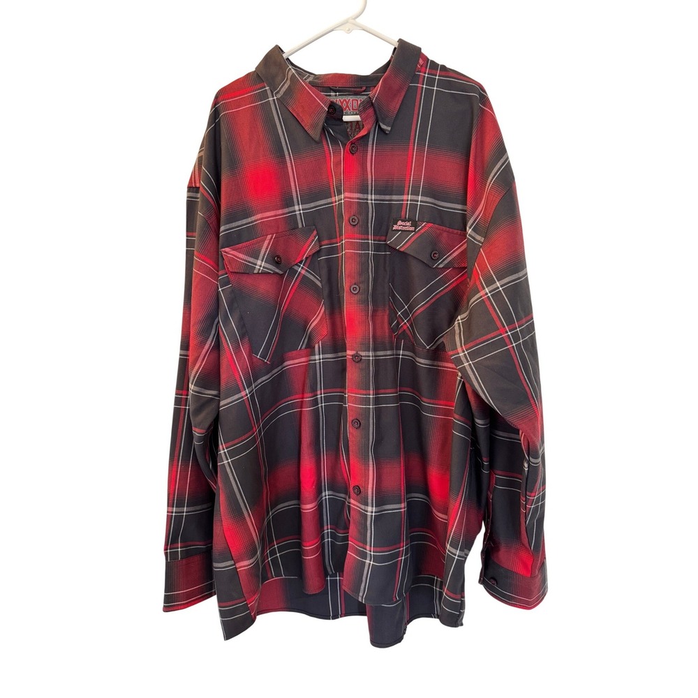 Dixxon Flannel Social Distortion Prison Bound Red Black Plaid Shirt Mens 5X